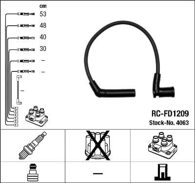 Augstsprieguma vadu komplekts NGK 4063 1