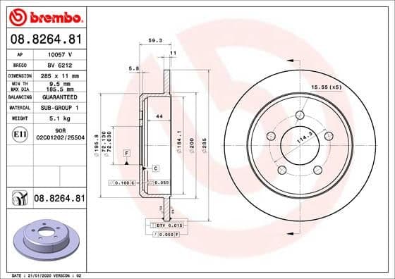 Bremžu diski BREMBO 08.8264.81 1