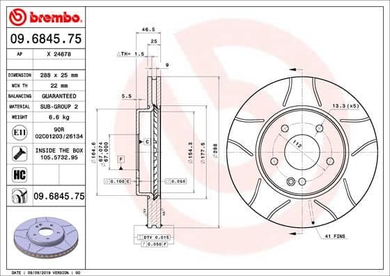 Bremžu diski BREMBO 09.6845.75 1