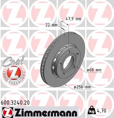 Bremžu diski ZIMMERMANN 600.3240.20 1