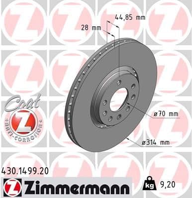 Bremžu diski ZIMMERMANN 430.1499.20 1