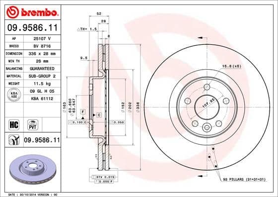 Bremžu diski BREMBO 09.9586.11 1