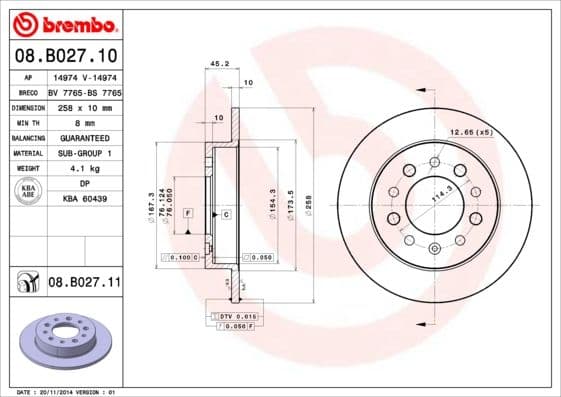 Bremžu diski BREMBO 08.B027.11 1