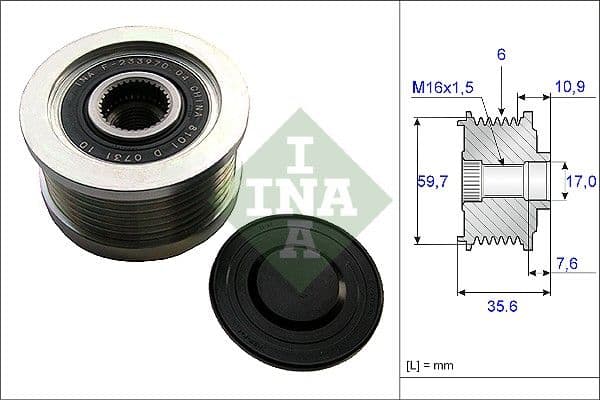 Ģeneratora brīvgaitas mehānisms INA 535 0046 10 1