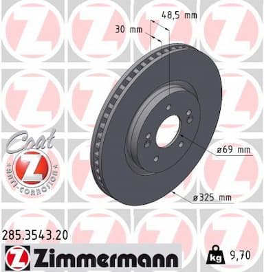 Bremžu diski ZIMMERMANN 285.3543.20 1