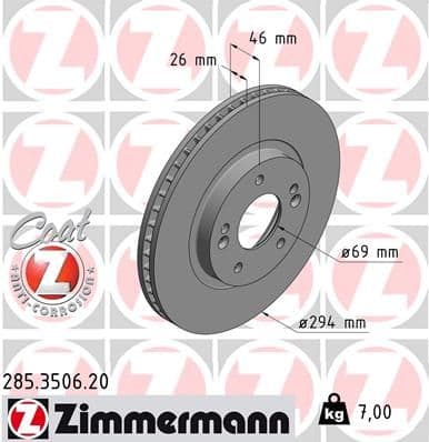 Bremžu diski ZIMMERMANN 285.3506.20 1