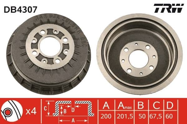 Bremžu trumulis TRW DB4307 1