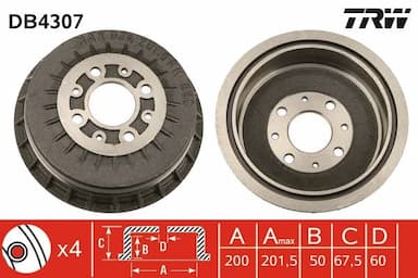 Bremžu trumulis TRW DB4307 1