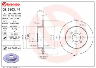 Bremžu diski BREMBO 08.5803.41 1