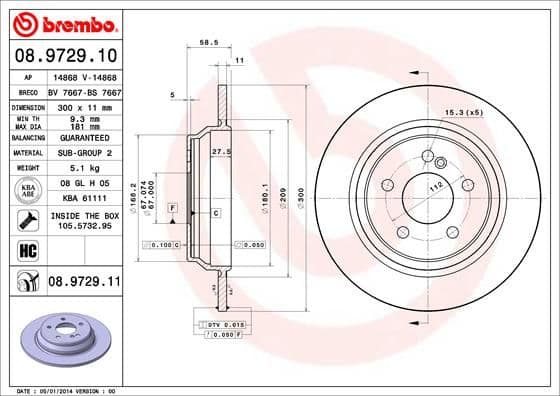 Bremžu diski BREMBO 08.9729.11 1