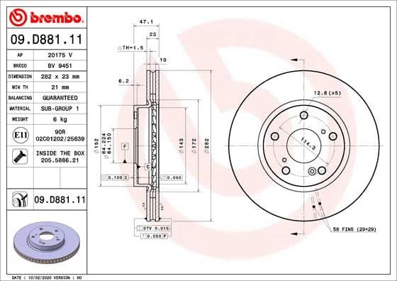 Bremžu diski BREMBO 09.D881.11 1