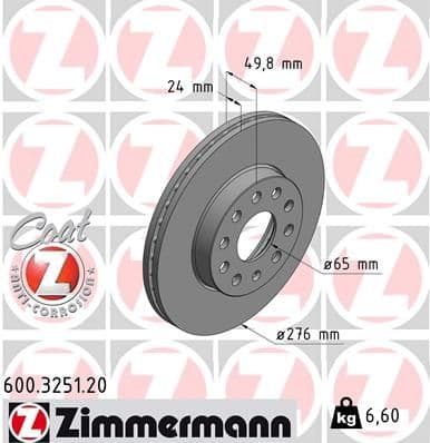 Bremžu diski ZIMMERMANN 600.3251.20 1