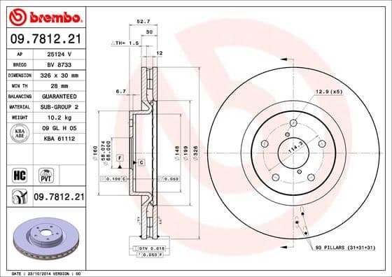 Bremžu diski BREMBO 09.7812.21 1