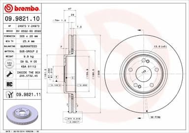 Bremžu diski BREMBO 09.9821.11 1