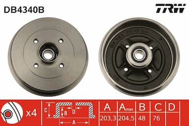 Bremžu trumulis TRW DB4340B 1