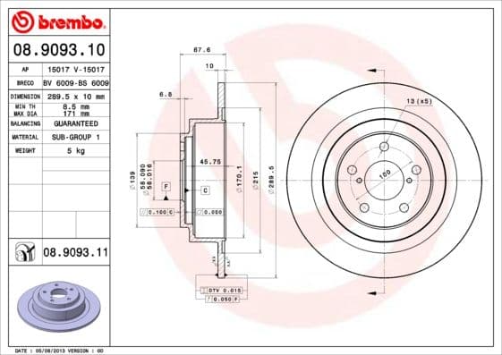 Bremžu diski BREMBO 08.9093.11 1