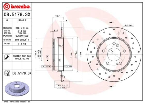 Bremžu diski BREMBO 08.5178.3X 1