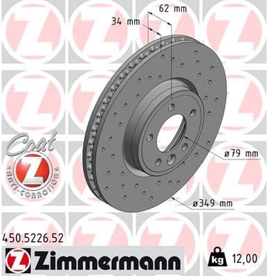 Bremžu diski ZIMMERMANN 450.5226.52 1