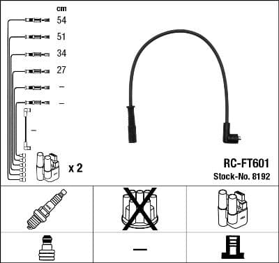 Augstsprieguma vadu komplekts NGK 8192 1