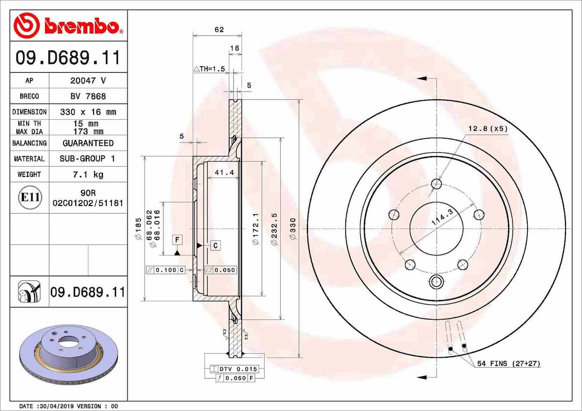 Bremžu diski BREMBO 09.D689.11 1