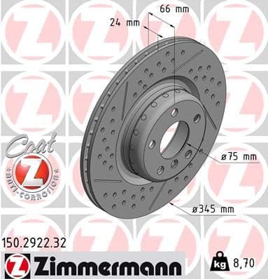 Bremžu diski ZIMMERMANN 150.2922.32 1