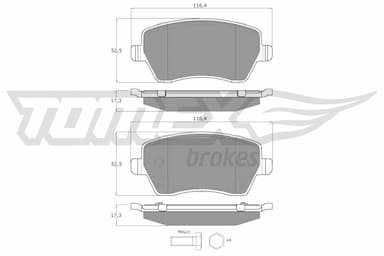 Bremžu uzliku kompl., Disku bremzes TOMEX Brakes TX 14-16 1