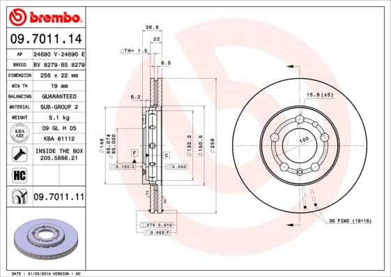 Bremžu diski BREMBO 09.7011.11 1