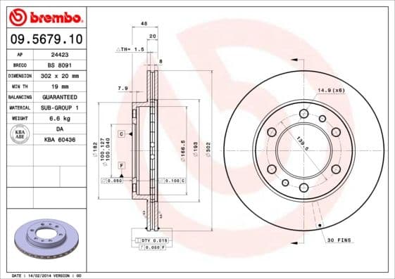 Bremžu diski BREMBO 09.5679.10 1