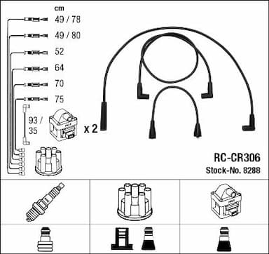 Augstsprieguma vadu komplekts NGK 8288 1