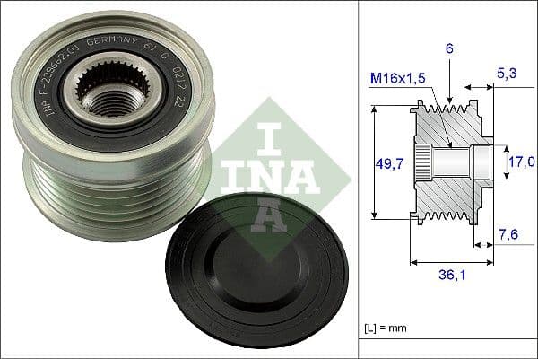 Ģeneratora brīvgaitas mehānisms INA 535 0134 10 1