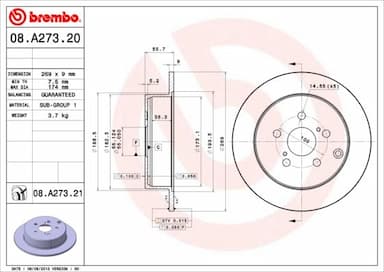 Bremžu diski BREMBO 08.A273.21 1