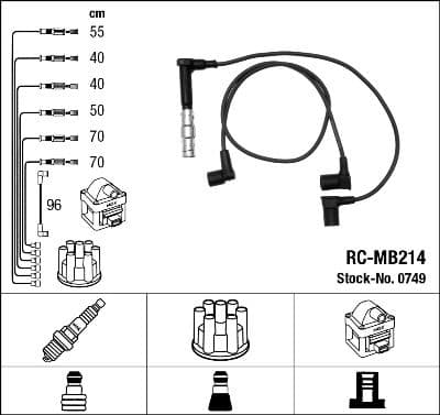 Augstsprieguma vadu komplekts NGK 0749 1