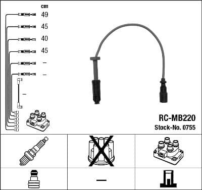 Augstsprieguma vadu komplekts NGK 0755 1