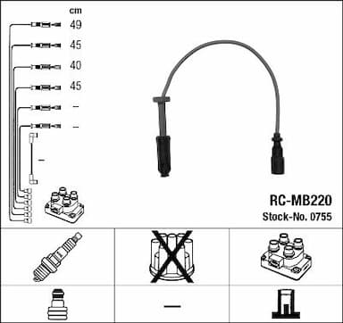 Augstsprieguma vadu komplekts NGK 0755 1