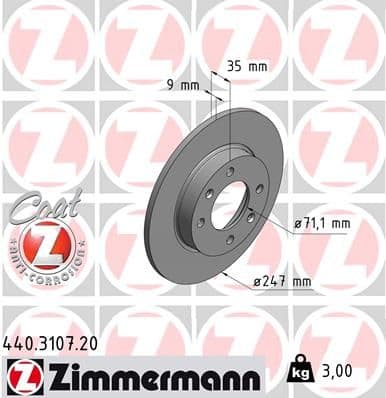 Bremžu diski ZIMMERMANN 440.3107.20 1