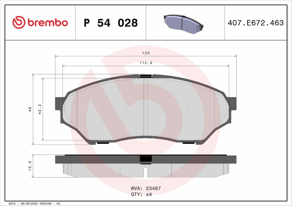 Bremžu uzliku kompl., Disku bremzes BREMBO P 54 028 1