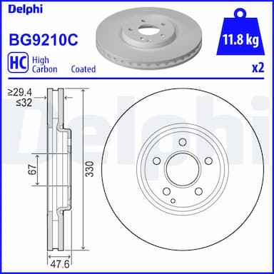 Bremžu diski DELPHI BG9210C 1