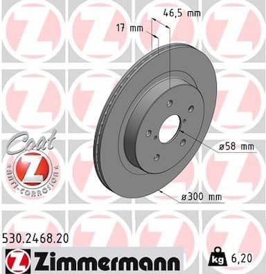 Bremžu diski ZIMMERMANN 530.2468.20 1