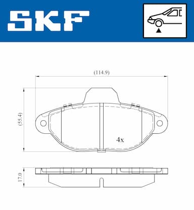 Bremžu uzliku kompl., Disku bremzes SKF VKBP 80284 E 2