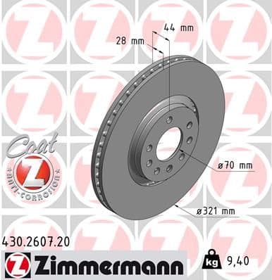 Bremžu diski ZIMMERMANN 430.2607.20 1