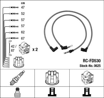 Augstsprieguma vadu komplekts NGK 0625 1