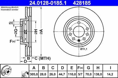 Bremžu diski ATE 24.0128-0185.1 1