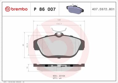 Bremžu uzliku kompl., Disku bremzes BREMBO P 86 007 1