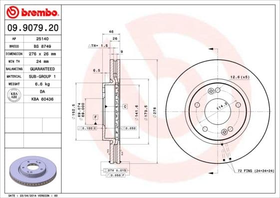 Bremžu diski BREMBO 09.9079.20 1