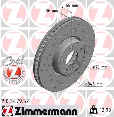 Bremžu diski ZIMMERMANN 150.3479.52 1