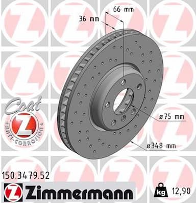 Bremžu diski ZIMMERMANN 150.3479.52 1