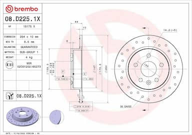 Bremžu diski BREMBO 08.D225.1X 1