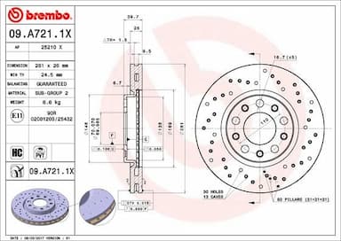 Bremžu diski BREMBO 09.A721.1X 1