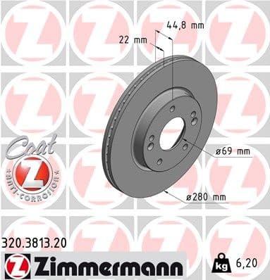 Bremžu diski ZIMMERMANN 320.3813.20 1