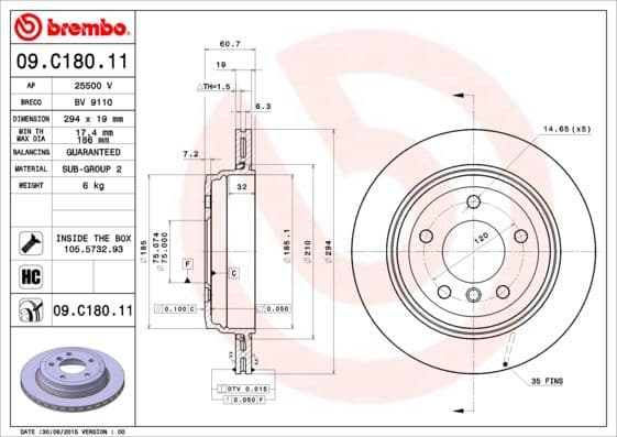 Bremžu diski BREMBO 09.C180.11 1